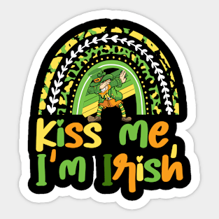 Kiss Me I'm Irish Funny  Saint Patrick Day renbow Sticker